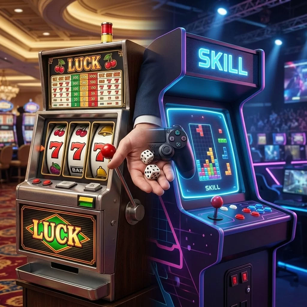 لاعب يُجهّز رمية في لعبة سلوتس تعتمد على المهارة