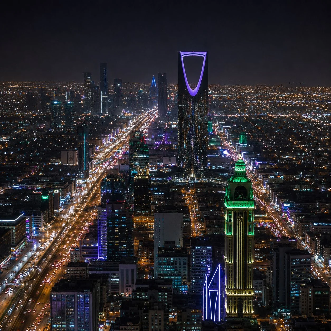 أفق مدينة الرياض في الليل