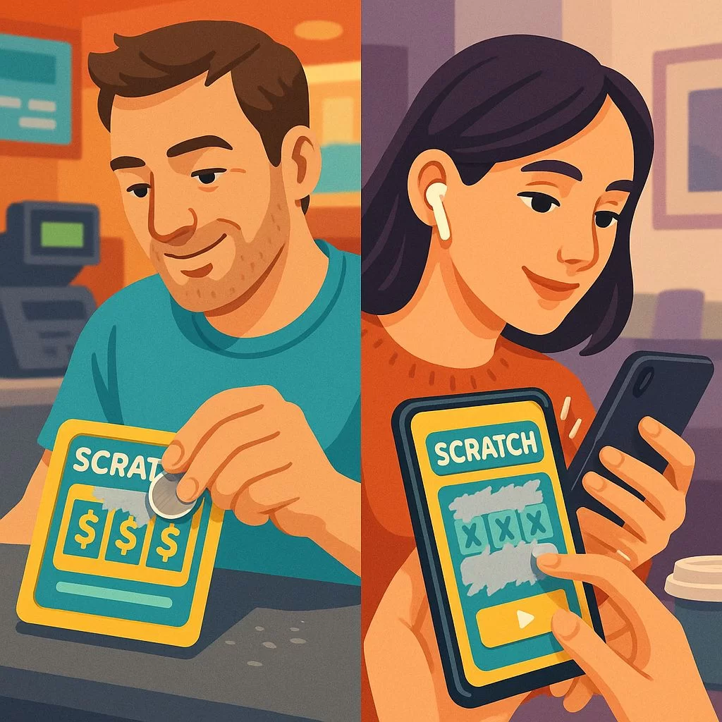 متعة بطاقات الخدش الرقمية